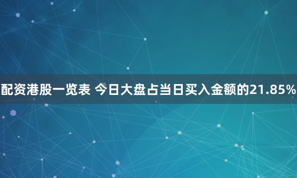 配资港股一览表 今日大盘占当日买入金额的21.85%