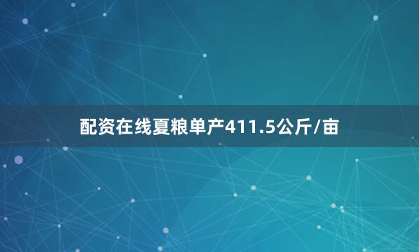 配资在线夏粮单产411.5公斤/亩